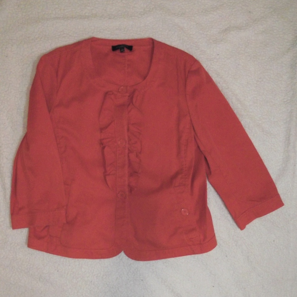 Talbots Cropped Jacket With Ruffle - image 1
